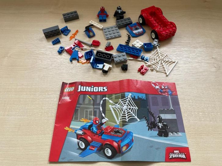 Lego Juniors 10665 Spider-car achtervolging, Kinderen en Baby's, Speelgoed | Duplo en Lego, Zo goed als nieuw, Lego, Complete set