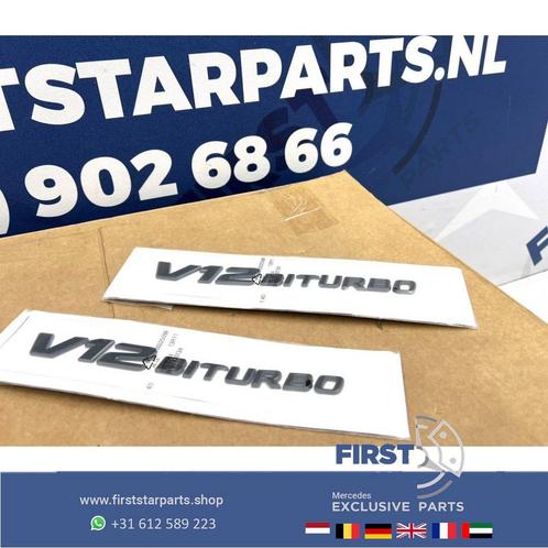 V12 BI TURBO zijscherm EMBLEEM LOGO BADGE Mercedes BI TURBO, Auto-onderdelen, Carrosserie en Plaatwerk, Mercedes-Benz, Voor, Gebruikt