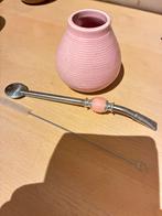Mate beker roze met riet, Ophalen of Verzenden, Zo goed als nieuw