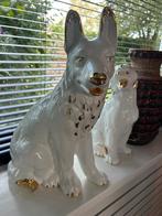 Hollywood Regency Hond - Wit Keramiek & Goud, Ophalen of Verzenden, Gebruikt, Dier