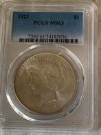 Zilveren Peace dollar 1923 in slab, Ophalen of Verzenden, Noord-Amerika
