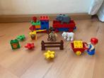 Duplo, treintje met dieren, poppetjes, kruiwagen, hek, bloem, Ophalen of Verzenden, Zo goed als nieuw, Duplo