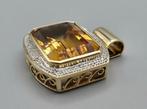 Gouden vintage hanger edelsteen topas en diamant. 2025/397, Ophalen of Verzenden, Goud, Hanger, Met edelsteen
