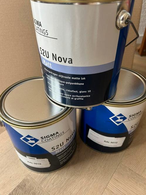 Sigma S2U Nova Matt Ral 9010, partij 2,5 liter blikken, Doe-het-zelf en Verbouw, Verf, Beits en Lak, Zo goed als nieuw, Verf, Minder dan 5 liter