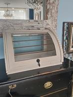 Antiek wit houten glazen vitrine kastje etalage display, Ophalen