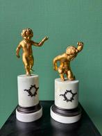 Antieke bronzen engeltjes op marmer, Antiek en Kunst, Antiek | Koper en Brons, Ophalen of Verzenden, Brons