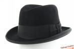 vintage Semi-Homburg hoed Borsalino zwart vilt 56 als nieuw, Borsalino, Hoed, Ophalen of Verzenden, 57 cm (M, 7⅛ inch) of minder