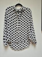 Apriori zijden blouse zwart wit 38 40, Maat 38/40 (M), Verzenden, Wit, Onbekend