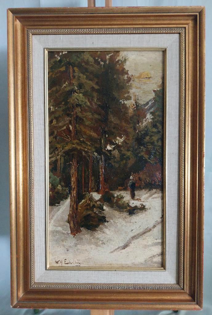 W.H. Eickelberg (1845-1920) - Winterlandschap - 1900, Antiek en Kunst, Kunst | Schilderijen | Klassiek, Ophalen of Verzenden