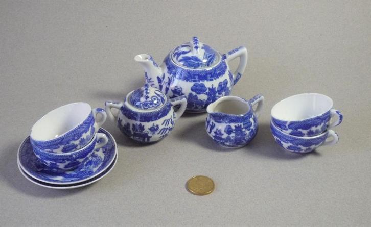 Blue Willow kinderservies, poppenservies, jaren '20-30, Antiek en Kunst, Antiek | Speelgoed, Ophalen of Verzenden