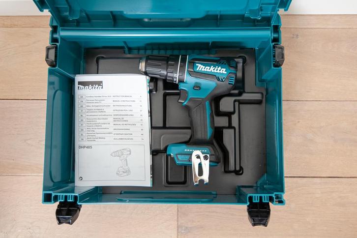 Makita DHP485 ZJ 18v LXT accuboormachine klopstand body mbox, Doe-het-zelf en Verbouw, Gereedschap | Boormachines, Nieuw, Boor- en Schroefmachine