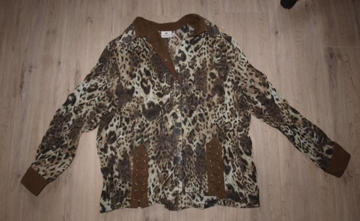 Kingfield Bruine Dierenprint Blouse (46), Kleding | Dames, Blouses en Tunieken, Gedragen, Maat 46/48 (XL) of groter, Bruin, Ophalen of Verzenden