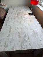 Prachtige grote white wash Eettafel massief, Ophalen, 200 cm of meer, Zo goed als nieuw, Vijf personen of meer