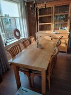 Teak houten eettafel met 6 stoelen, Ophalen, Zo goed als nieuw