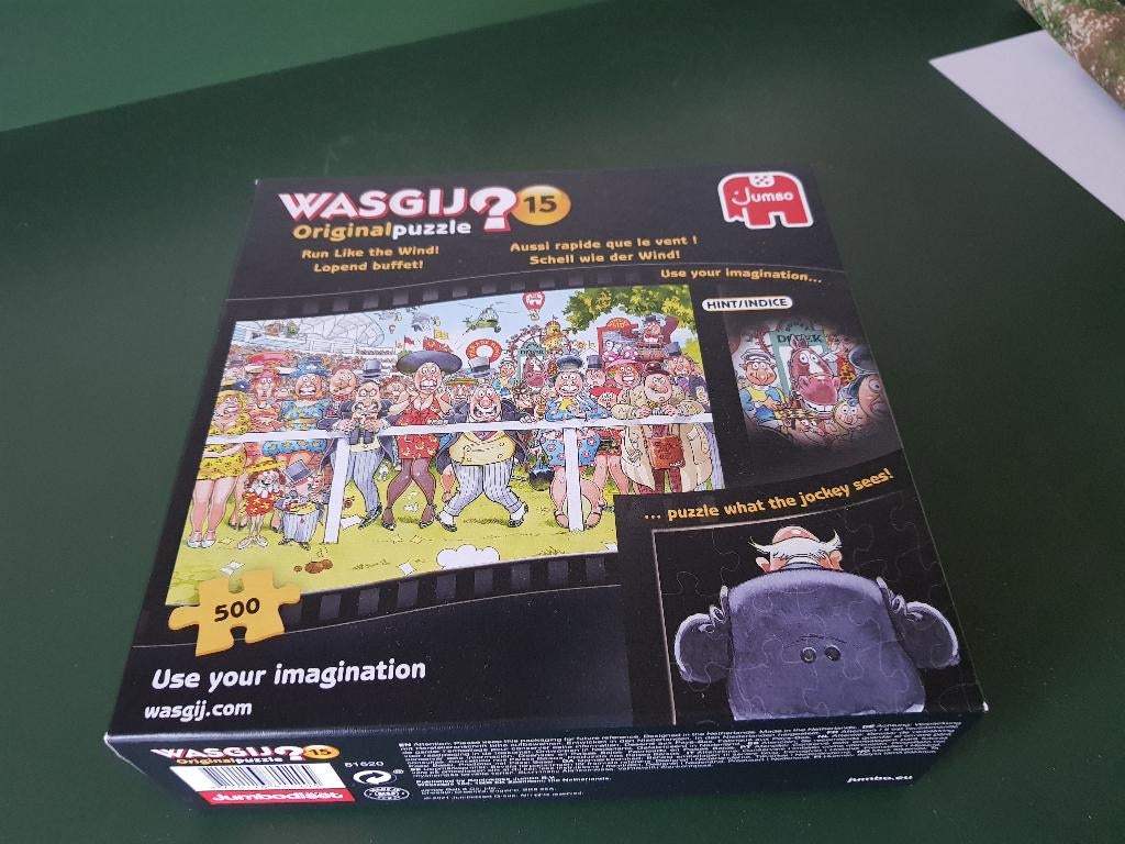 Jumbo was gij puzzel lopend buffet, Ophalen of Verzenden, 500 t/m 1500 stukjes, Zo goed als nieuw, Legpuzzel