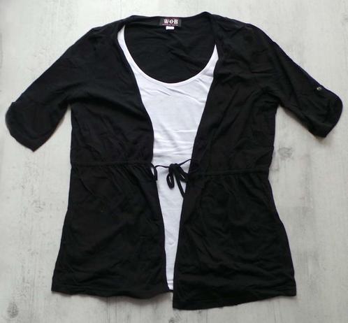 Zwarte TUNIEK / VESTJE met wit TOPJE eronder. Maat 44 / 46, Kleding | Dames, Blouses en Tunieken, Zo goed als nieuw, Maat 42/44 (L)