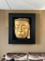 Luxe 3D Schilderij - Gouden Boeddha Hoofd met Zwarte Lijst, Antiek en Kunst, Kunst | Schilderijen | Abstract, Ophalen