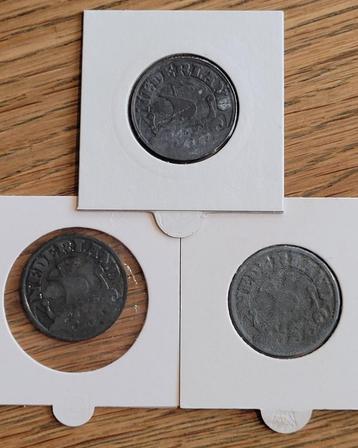 Complete serie 25 cent zink 1941-1942-1943 beschikbaar voor biedingen
