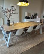 Eiken eettafel met stalen poten - 240x100 cm, Huis en Inrichting, Tafels | Eettafels, Ophalen, 100 tot 150 cm, Eikenhout, 200 cm of meer