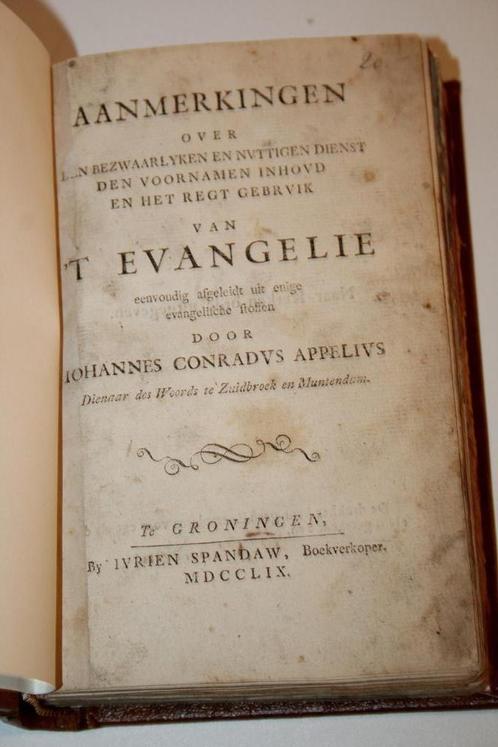 J.C. Appelius - Aanmerkingen (1759), Boeken, Godsdienst en Theologie, Gelezen, Christendom | Protestants, Ophalen of Verzenden