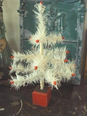 Zeldzaam originele witte antieke feather tree 30 cm beschikbaar voor biedingen