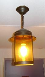 Plafondlamp hanglamp lamp metaal industrieel en rond glas, Ophalen, Gebruikt, Glas