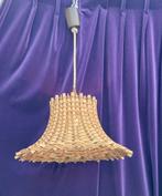 Vintage Retro Riet/ Rotan Hanglamp, Huis en Inrichting, Lampen | Hanglampen, Hout, Gebruikt, Vintage, Ophalen of Verzenden