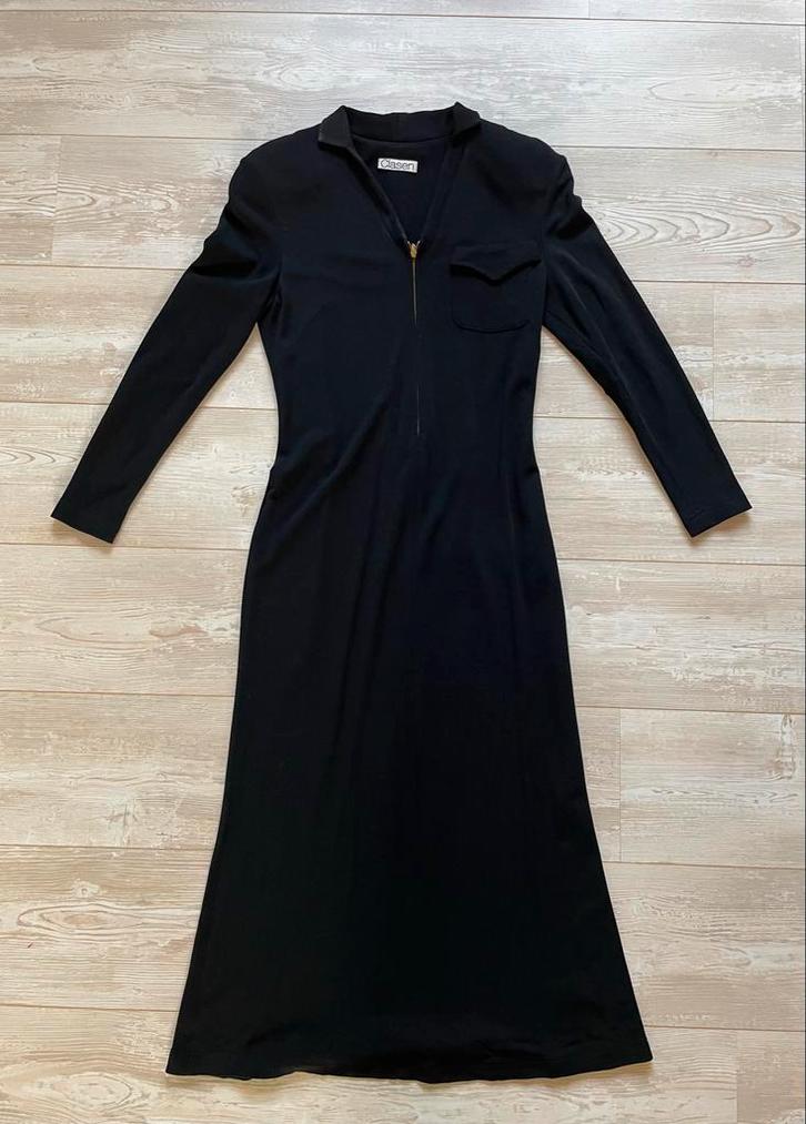Zwarte Jurk Clasen Maat 38, Kleding | Dames, Jurken, Gedragen, Maat 38/40 (M), Zwart, Onder de knie, Verzenden