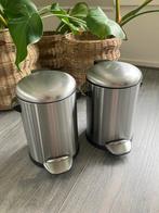 Twee 2 eko prullenmand prullenbak pedaalemmer grijs zilver, Ophalen of Verzenden, Minder dan 50 cm