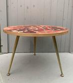 Bijzettafel salontafel messing herfst - vintage retro rond, Ophalen, Gebruikt, Metaal of Aluminium, 50 tot 100 cm