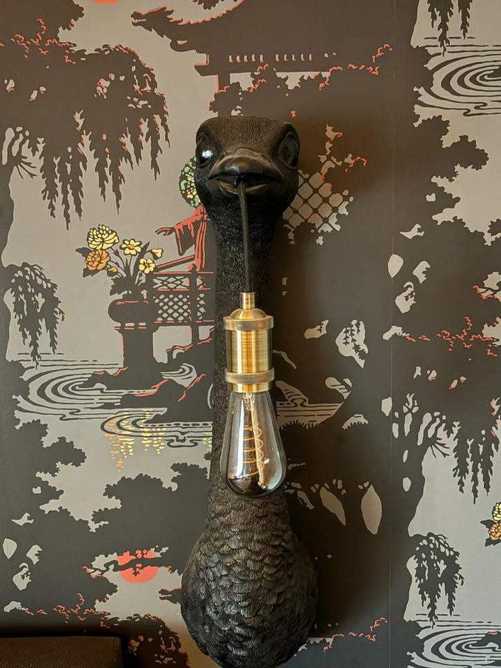 Wandlampen struisvogels 2 stuks zwart, Huis en Inrichting, Lampen | Wandlampen, Zo goed als nieuw, Ophalen