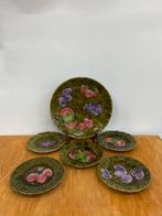 Vintage Barbotine Borden met Fruitmotief, Ophalen of Verzenden, Huis en Inrichting