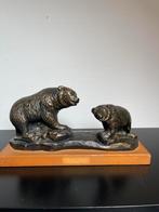 Vintage bronskleurig beeld van twee beren, Overige typen, Ophalen of Verzenden, Zo goed als nieuw