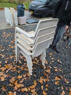 4x Witte Kunststof Stapelstoelen - Gebruikt, Ophalen, Gebruikt, Kunststof, Stapelbaar
