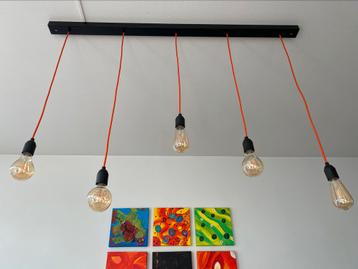 Hanglamp met textiele kabel inclusief lampen