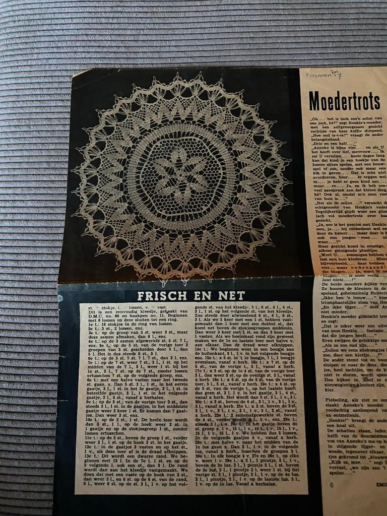 Retro Patroon gehaakt kleedje en handschoenen breien, Ophalen of Verzenden, Breien of Haken, Patroon of Boek