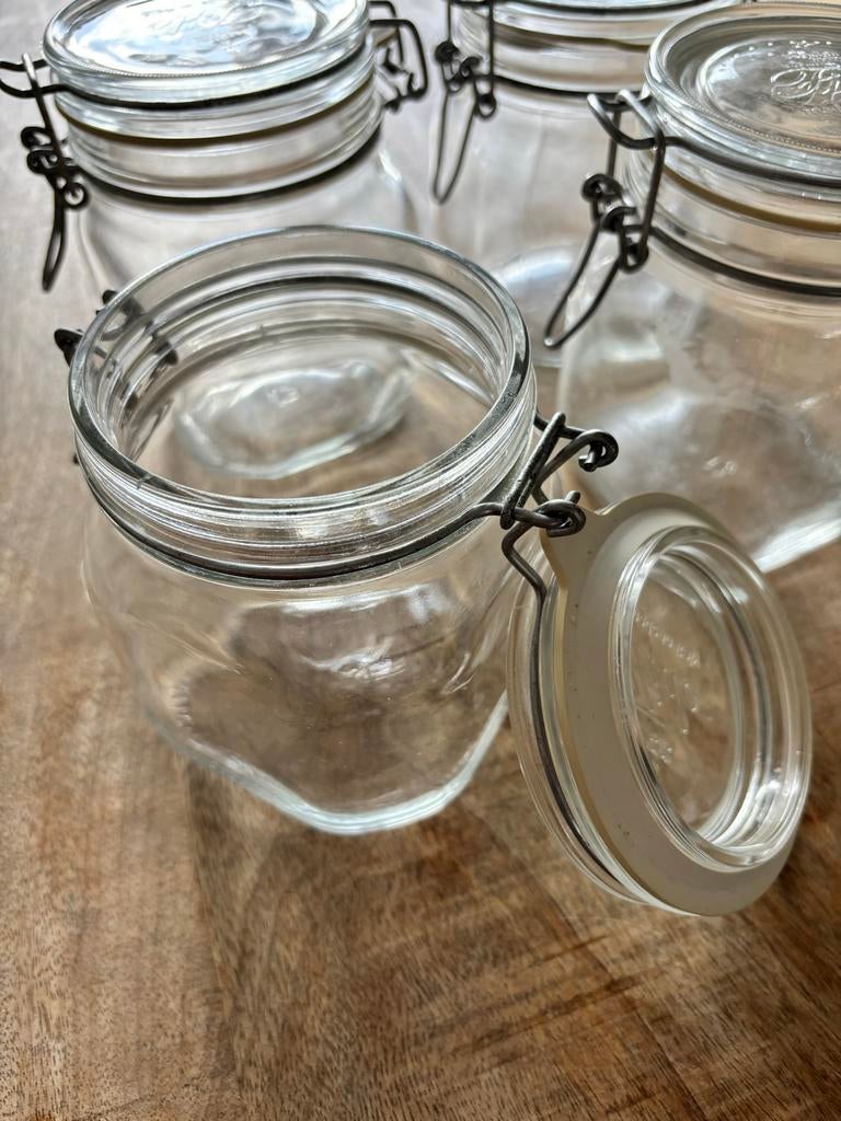 Wekpotten 4 stuks 750ml - Ideaal voor bewaren, Ophalen of Verzenden, Gebruikt