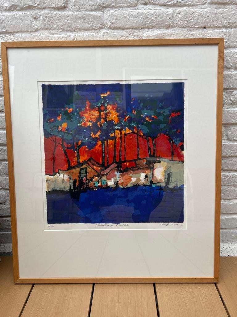 Zeefdruk Machiel Hopman 'Township Nadal' met lijst, Antiek en Kunst, Ophalen