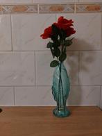 Vis vaas met kunstbloemen, Ophalen of Verzenden, Minder dan 50 cm, Rood, Glas