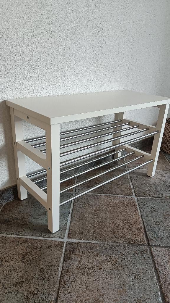 IKEA tjusig bank met schoenenrek wit, Ophalen, Gebruikt