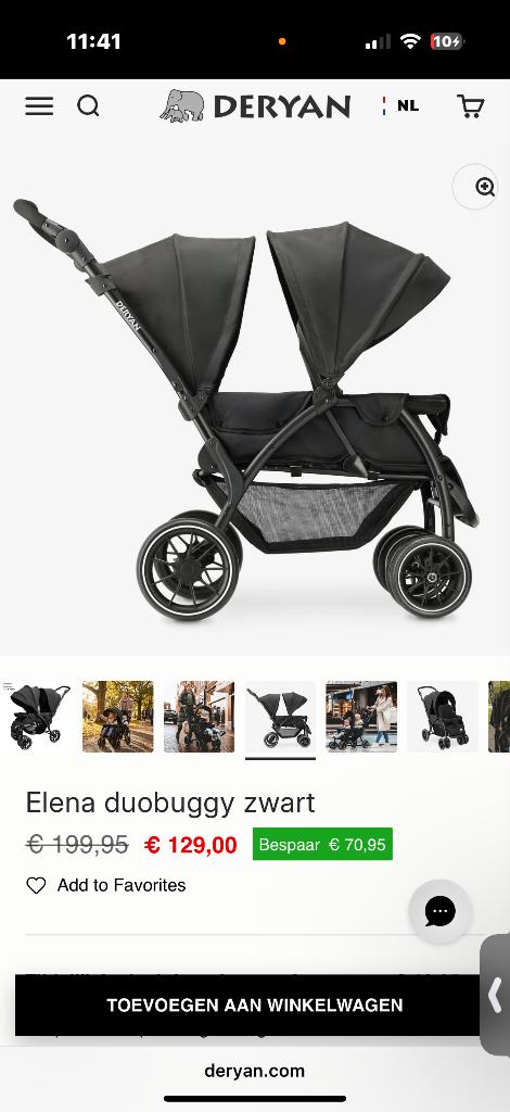 Elena duobuggy zwart, Ophalen, Zo goed als nieuw, Overige merken, Verstelbare rugleuning