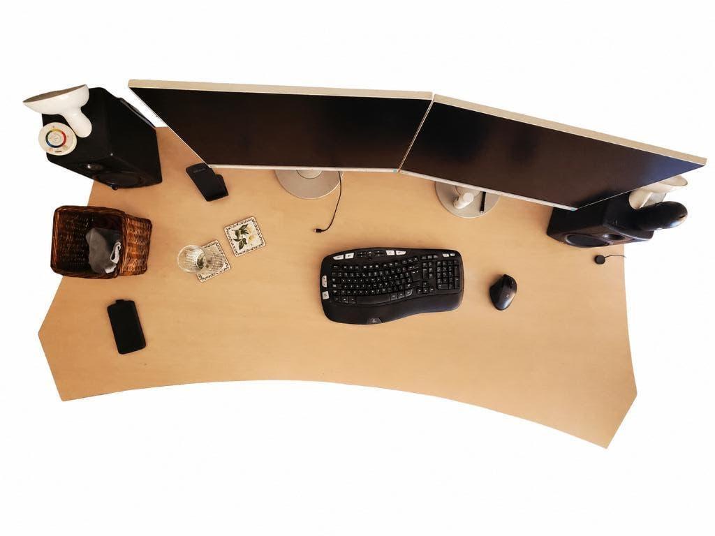 Ahrend Bureau (niervormig zie foto) afm 190/180x 80/90, Huis en Inrichting, Bureaus, 90 cm, In hoogte verstelbaar, Spaanplaat of MDF