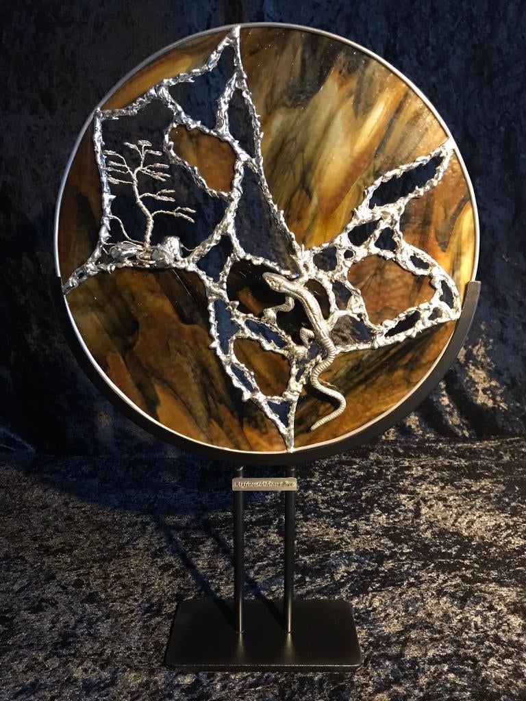 Glas in Lood Bord Lizard Bonsai Artfromtheheart, Ophalen