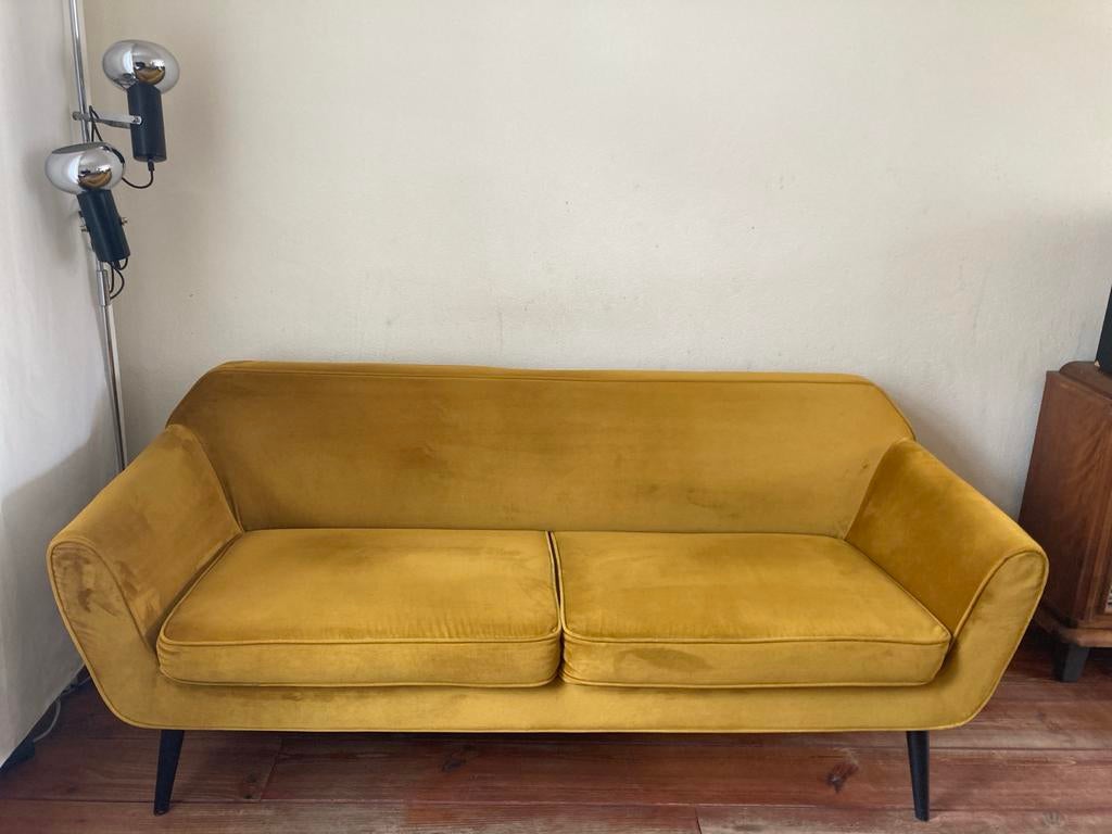 Gele tweezitsbank, Huis en Inrichting, Gebruikt, 150 tot 200 cm, Tweepersoons, 75 tot 100 cm