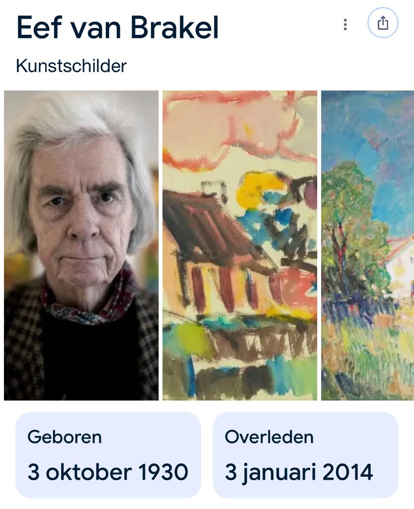 Schilderij Eef van Brakel. Met brief van overleden Schilder., Ophalen