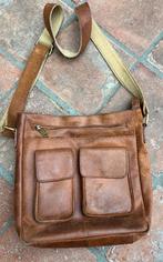 Leren BURKELY unisex crossover tas , schouderband , BRUIN, Ophalen of Verzenden, Zo goed als nieuw, Bruin, Schoudertasje