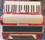 Accordeon Campanella toetsen knoppen rood parelmoer afwerkin, Overige merken, Overige formaten, Met koffer, Zo goed als nieuw