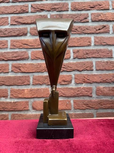 bijzonder vormgegeven uil, brons en marmer, Ophalen of Verzenden, Brons