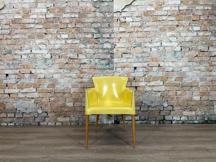 Matteo Grassi Vela citroengeel bij TheReSales, Huis en Inrichting, Stoelen, Zo goed als nieuw, Twee, Hout, Leer, Overige kleuren