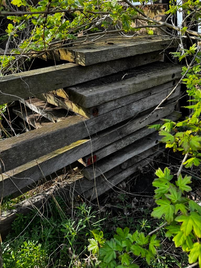 Restant steenschotten hardhout / haardhout, Tuin en Terras, Palen, Balken en Planken, Ophalen, Gebruikt, Planken, Hardhout